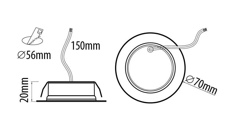 Мини LED луна за вграждане 4W, 4200K, 220-240V AC, IP44, сатиниран месинг