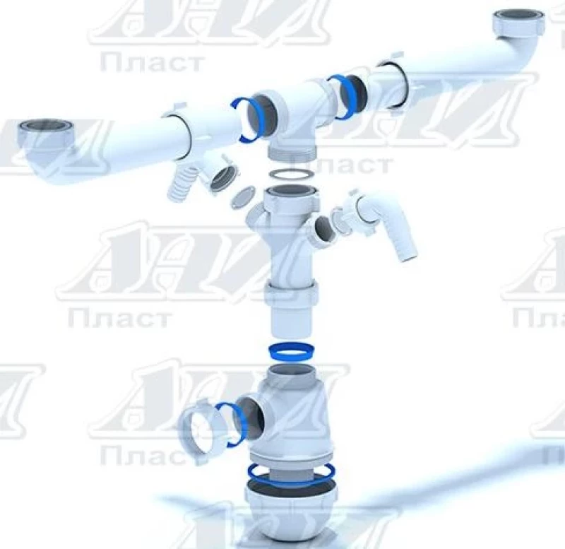 170WT26 ДВОЕН СИФОН 1 1/2" С ИЗВОД ЗА ПЕРАЛНЯ И СЪДОМИЯЛНА A3620EU