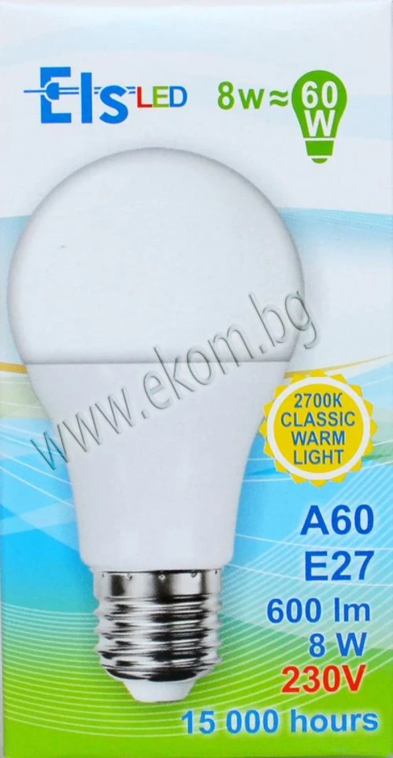 Крушка A60 LED E27 8W 230V 600LM 2700K BR