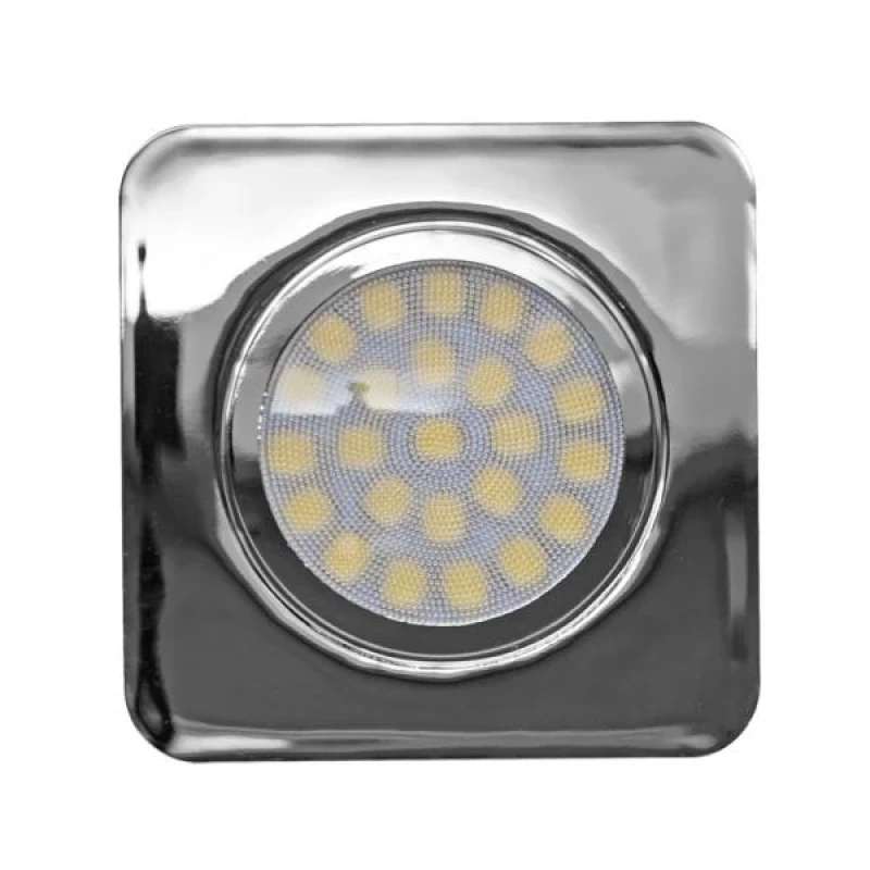 МЕБЕЛНА СВЕТОДИОДНА ЛУНА ЗА ВГРАЖДАНЕ, КВАДРАТ, 3W, 4200K, 12V DC, НЕУТРАЛНА СВЕТЛИНА, SMD2835, IP44, ХРОМ