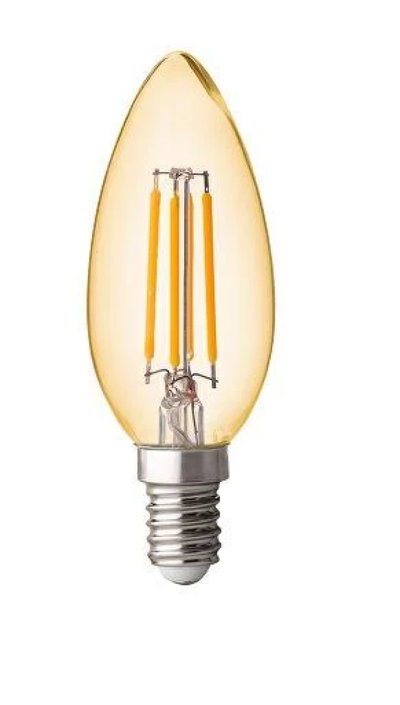 LED filament лампа конус, димираща, 4W, E14, 2500K, 220-240V AC, амбър