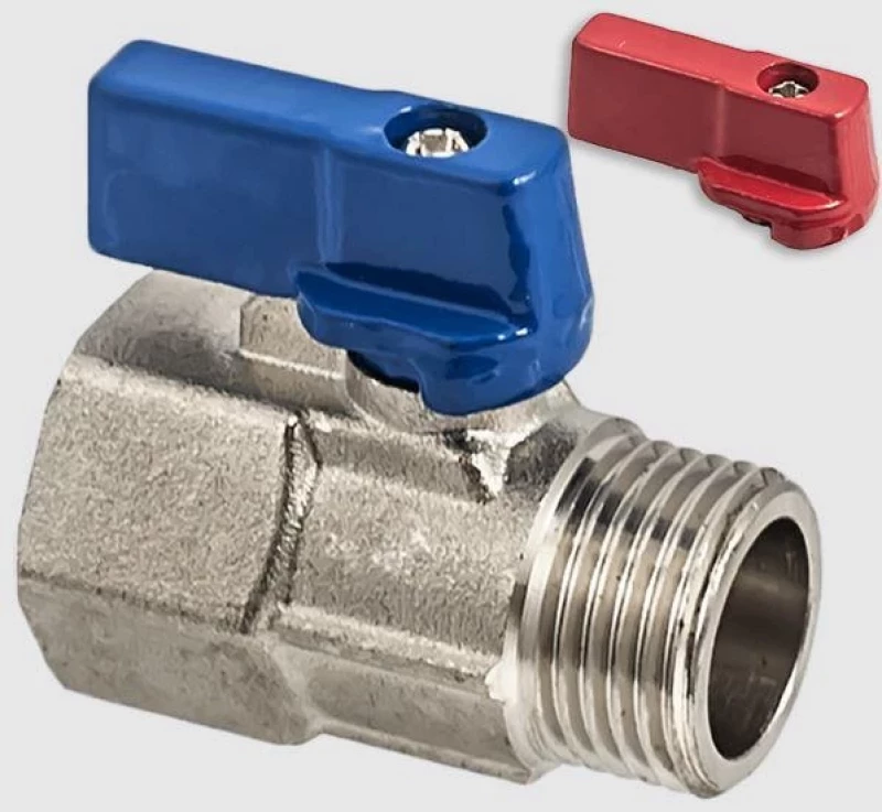 104HS00 Мини кран 1/2" Ж/M синя/червена врътка