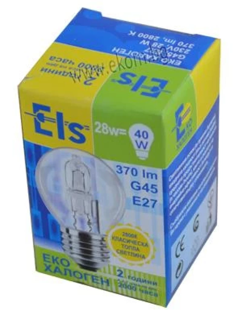 Халогенна лампа G45 E27 28W 230V ЕКО