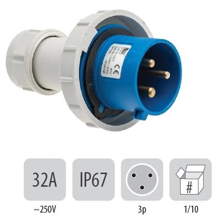 802PB38 Подвижен щепсъл IP67 32A 3P