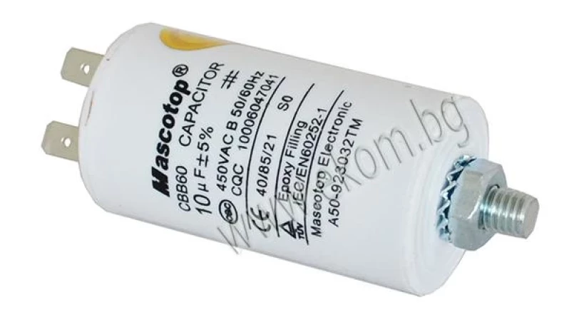 112LG06A Кондензатор 10mF/450VAC с кабелни обувки