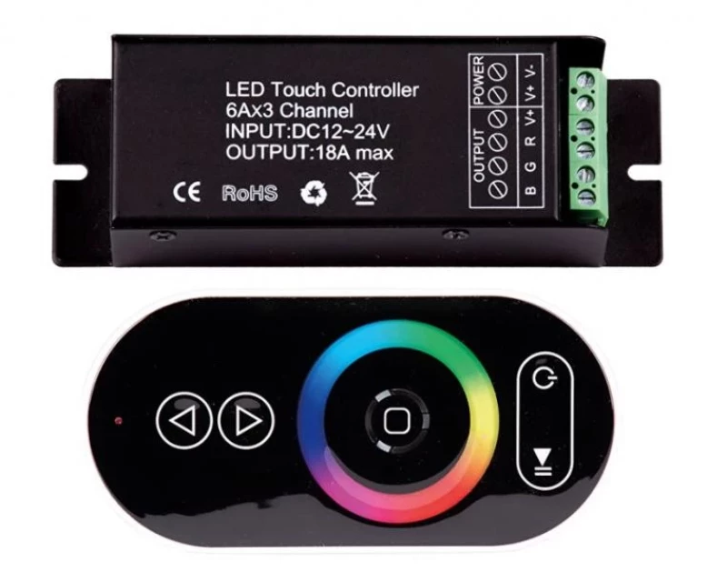 RF Touch контролер за RGB LED осветление, 18А 12-24V DC