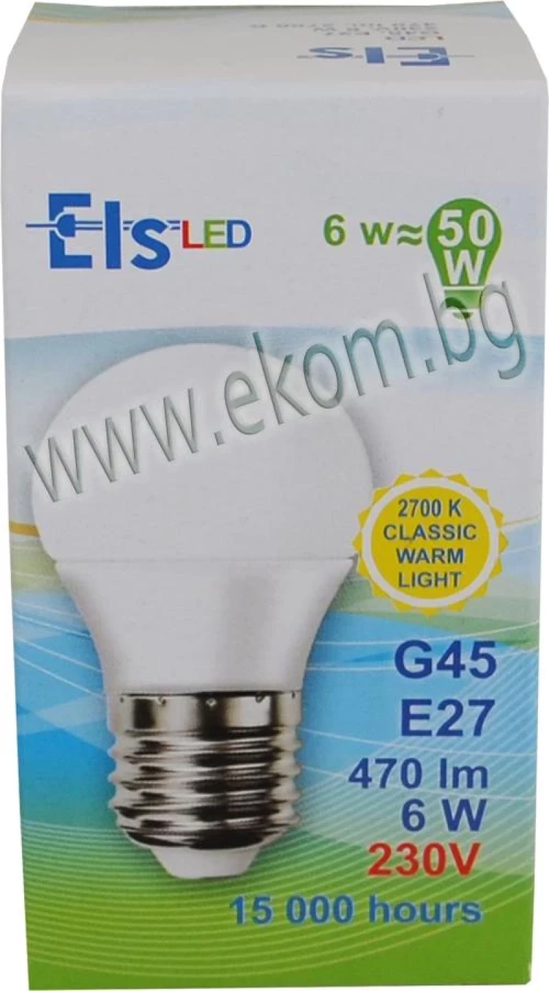 Крушка G45 LED E27 6W 230V 470LM 2700K BR series