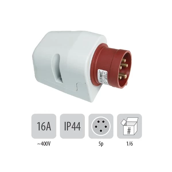 802PB34 Стационарен щепсъл ОМ IP44 16A 5P