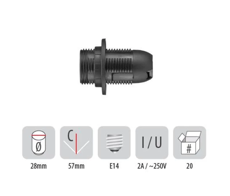 806PB06 Фасунга с ринг черна Е14