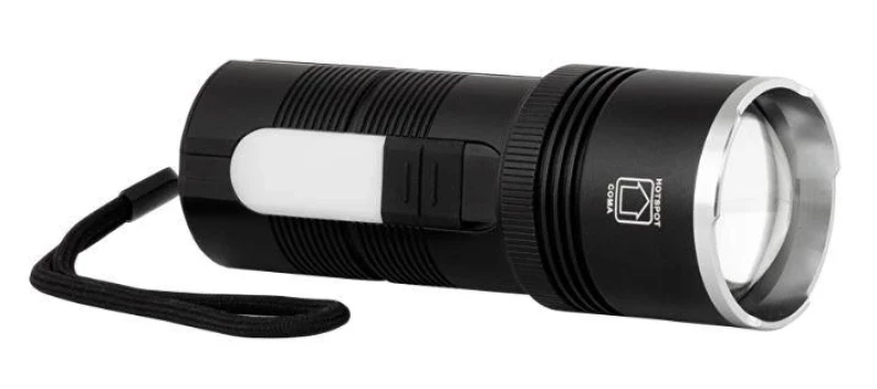 LED Фенер със зуум, странично светене и power bank функция 10W/3W, 6500K/3500K, 5V DC, IP44