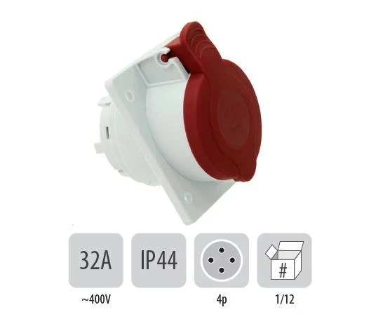 803PB15 Стационарен контакт наклонен СМ IP44 32A 4P
