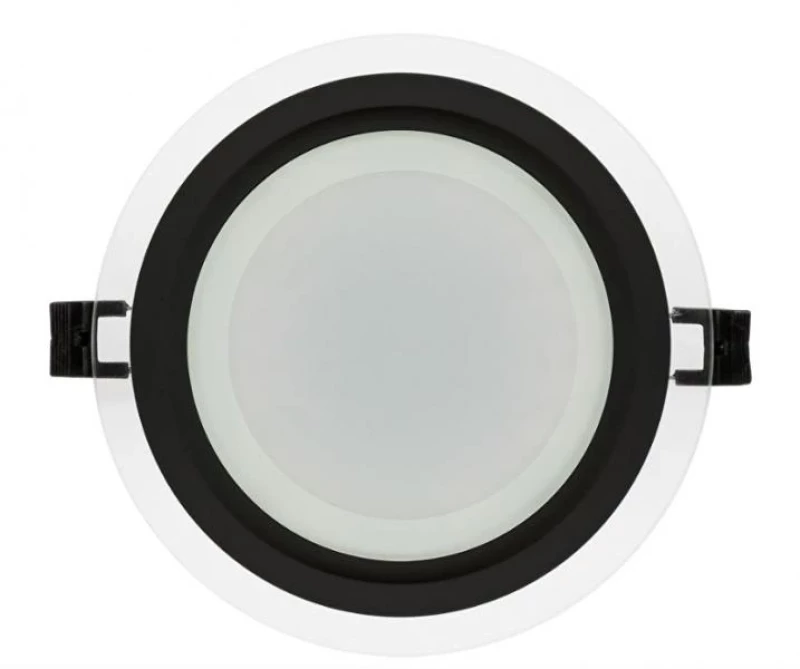 LED стъклен панел за вграждане, кръг, 6W, 4200K, 220-240V AC, IP44, черен ринг