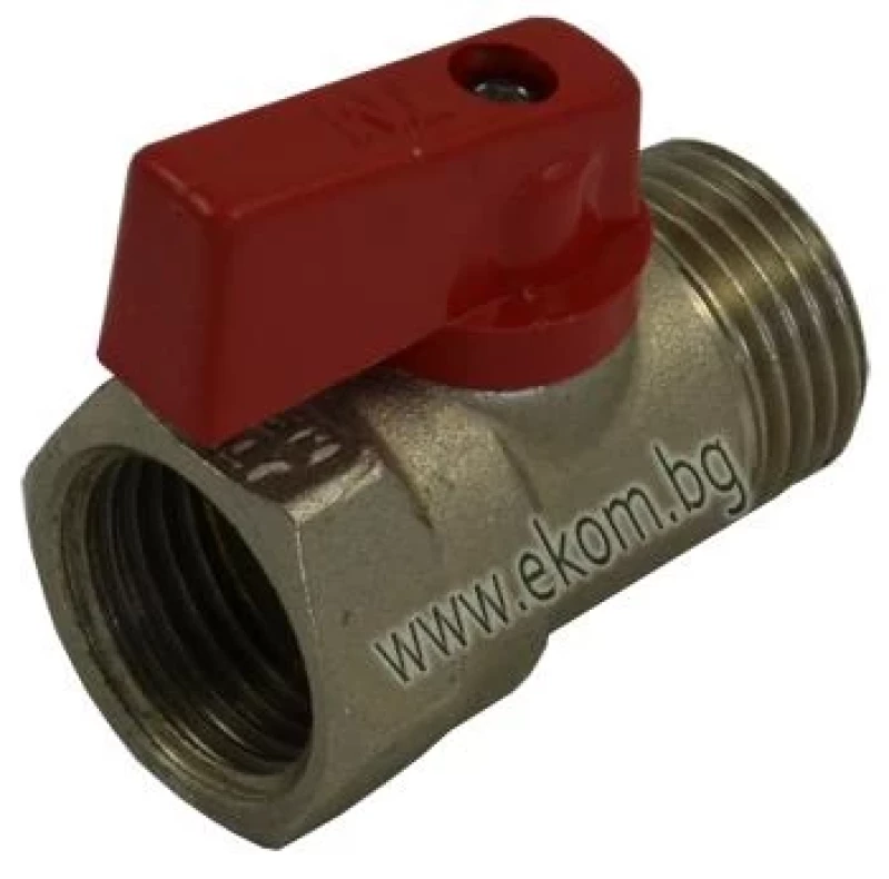 Сферичен кран мини 1/2" М/Ж червена дръжка