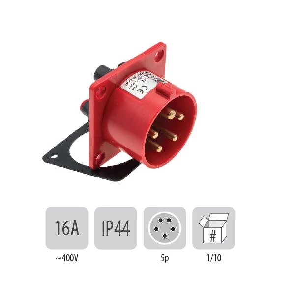 802PB31 Стационарен щепсъл СМ IP44 16A 5P