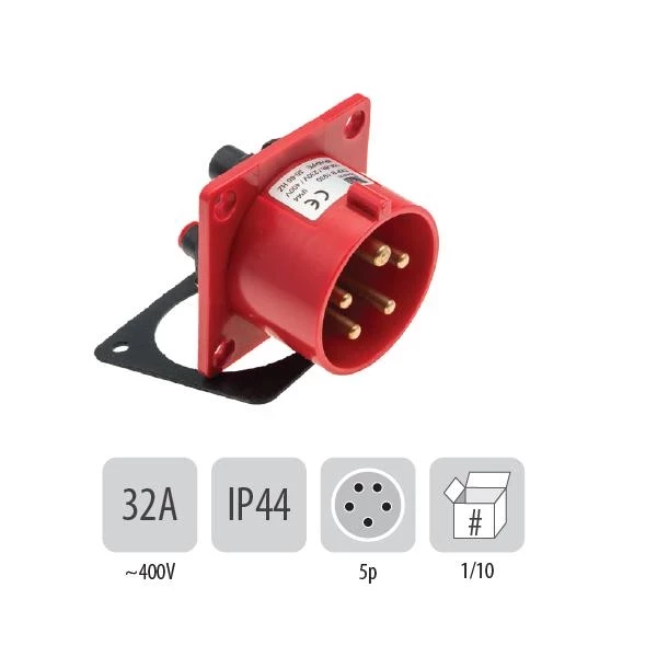 802PB32 Стационарен щепсъл СМ IP44 32A 5P
