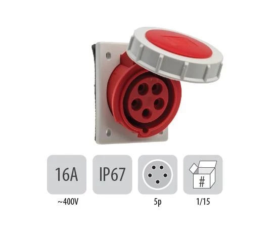 803PB23 Стационарен контакт наклонен СМ IP67 16A 5P