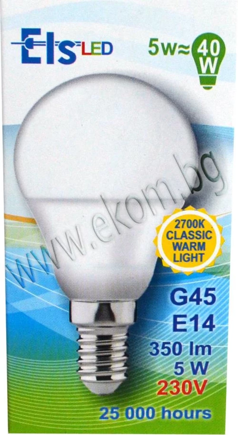 Крушка G45 LED E14 5W 230V 350LM 2700K PA