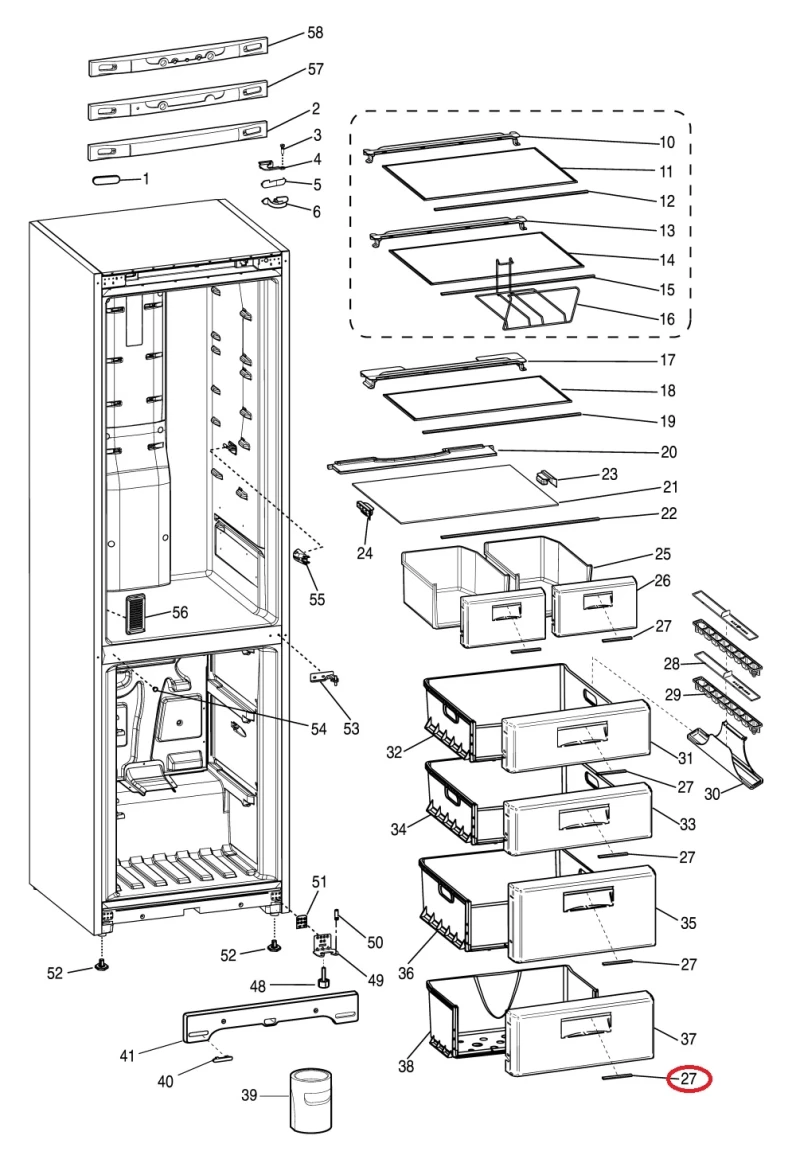 Лайсна за чекмедже 285940 - INDESIT