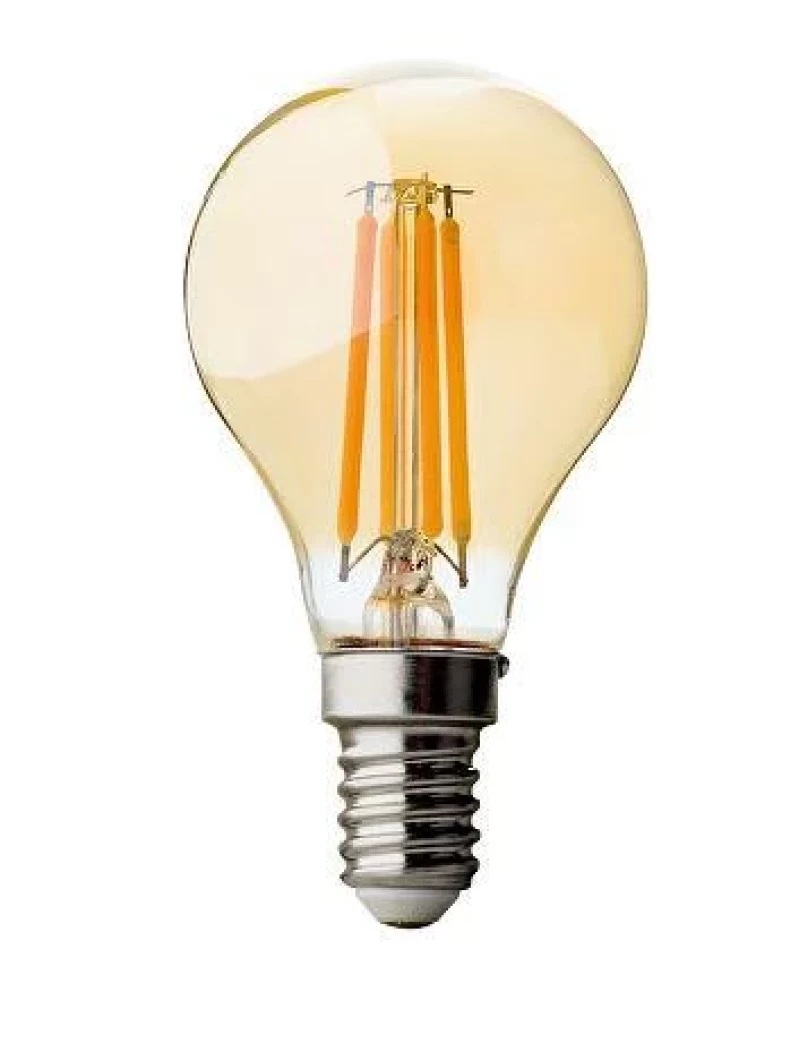 LED filament лампа топка, димираща, 4W, E14, 2500K, 220-240V AC, амбър