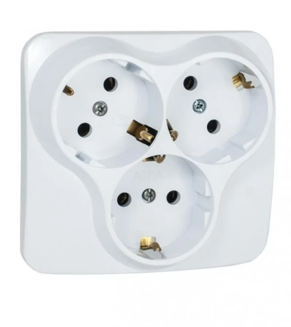 803АТ12 Контакт троен Класик 11/12 крема 16А,250V 5312
