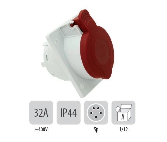 803PB16 Стационарен контакт наклонен СМ IP44 32A 5P