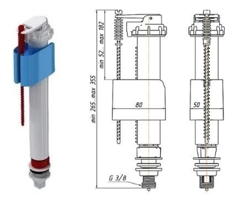170WT15 ПОПЛАВЪК 3/8 С ДОЛНО ПЪЛНЕНЕ WC5530 EU