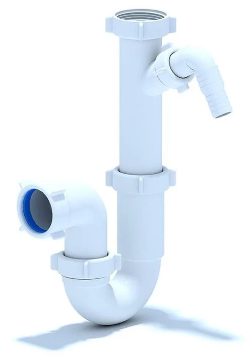 170WT24 ТРЪБЕН СИФОН 1 1/2" Ф40 С ИЗВОД ЗА ПЕРАЛНЯ С ТРЪБА И РОЗЕТКА D1020 PLEU
