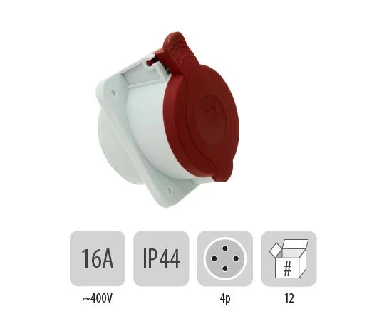 803PB12 Стационарен контакт наклонен СМ IP44 16A 4P