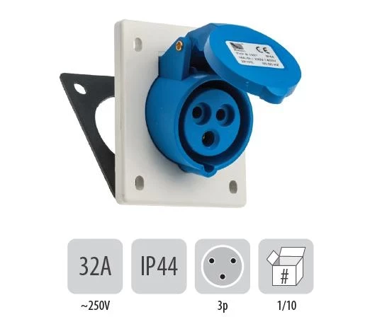 803PB14 Стационарен контакт наклонен СМ IP44 32A 3P