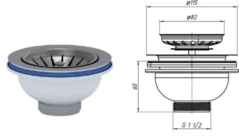 170WT06 ВИТЛО ЗА СИФОН С РЕШЕТКА Ф115 1 1/2" M250