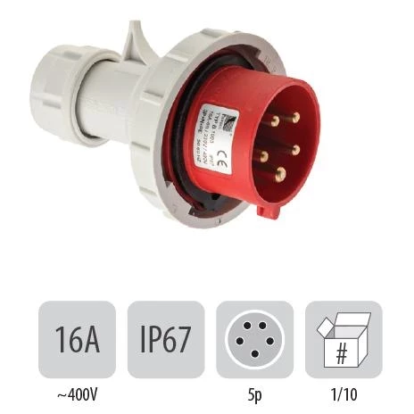 802PB39 Подвижен щепсъл IP67 16A 5P