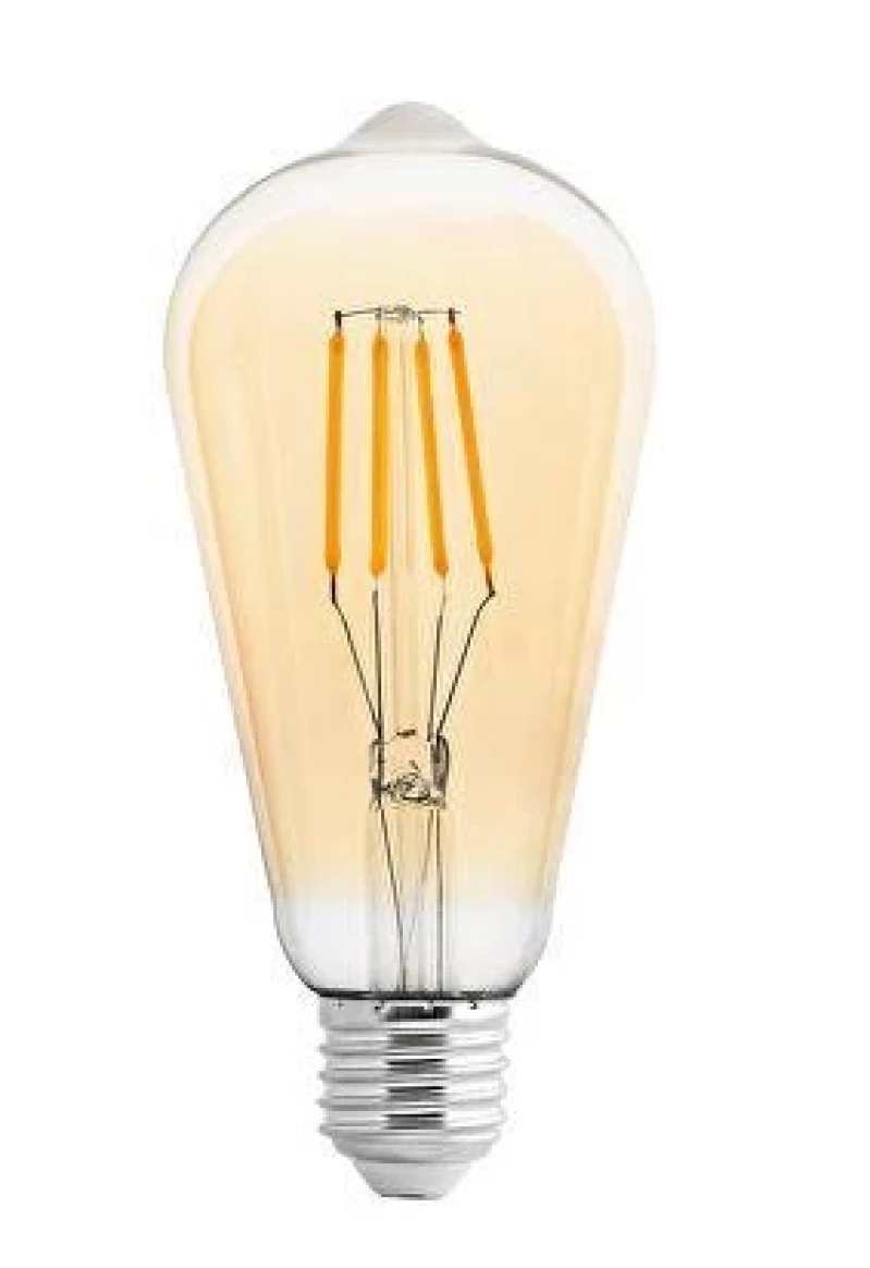 LED filament лампа крушка, димираща, 4W, E27, 2500K, 220-240V AC, амбър