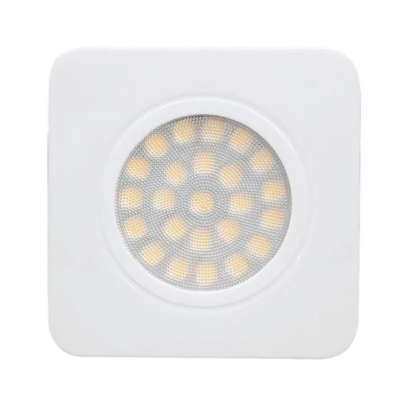 МЕБЕЛНА СВЕТОДИОДНА ЛУНА ЗА ВГРАЖДАНЕ, КВАДРАТ, 3W, 4200K, 12V DC, НЕУТРАЛНА СВЕТЛИНА, SMD2835, IP44, БЯЛА
