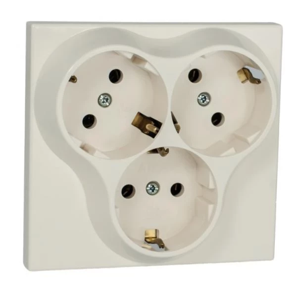 803АТ18 Контакт троен Класик 9/10 крема 16А,250V 5310