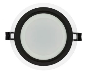 Снимка на LED стъклен панел за вграждане, кръг, 6W, 4200K, 220-240V AC, IP44, черен ринг