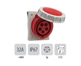 Снимка на 803PB24 Стационарен контакт наклонен СМ IP67 32A 5P