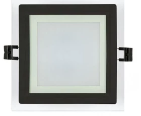 Снимка на LED стъклен панел за вграждане, квадрат, 12W, 4200K, 220-240V AC, IP44, черен ринг