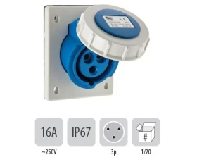 Снимка на 803PB21 Стационарен контакт наклонен СМ IP67 16A 3P