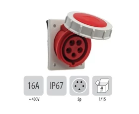 Снимка на 803PB23 Стационарен контакт наклонен СМ IP67 16A 5P