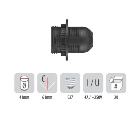 Снимка на 806PB05 Фасунга с ринг черна Е27