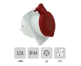 Снимка на 803PB16 Стационарен контакт наклонен СМ IP44 32A 5P