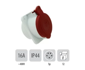 Снимка на 803PB13 Стационарен контакт наклонен СМ IP44 16A 5P