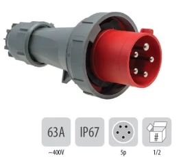 Снимка на 802PB41 Подвижен щепсъл IP67 63A 5P