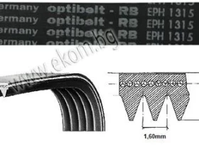 Снимка на 116GR01 Ремък 1315мм EPH8 гумен