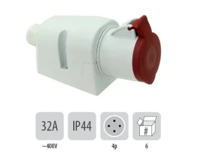 Снимка на 803PB19 Стационарен контакт ОМ IP44 32A 4P
